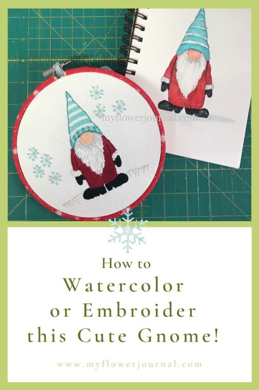 Free Holiday Gnome Drawing to Watercolor or Embroider from myflowerjournal.com