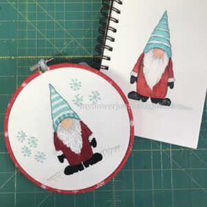 Free Holiday Gnome Drawing to Watercolor or Embroider from myflowerjournal.com