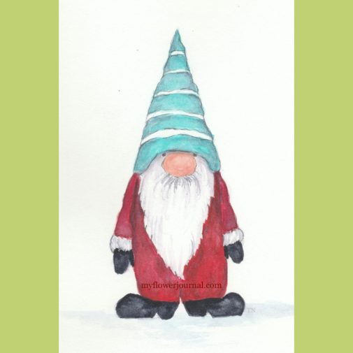 Free template for a watercolor gnome from myflowerjournal.com