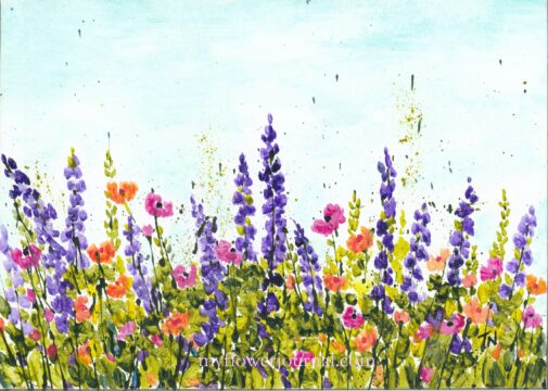 5x7 Colorful Garden Colorful Garden Splattered Paint Flower Art by Tammy Northrup at myflowerjournal.com