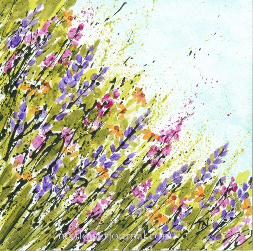 Mountain Wildflowers Splattered Paint Flower Art by Tammy Northrup at myflowerjournal.com