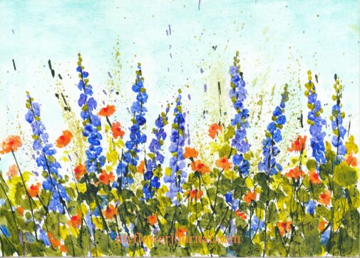 Delphinium Delight Splattered Paint Flower Art by Tammy Northrup myflowerjournal.com