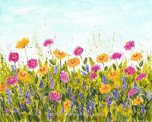 Summer Garden Splattered Paint Flower Art by Tammy Northrup at myflowerjournal.com