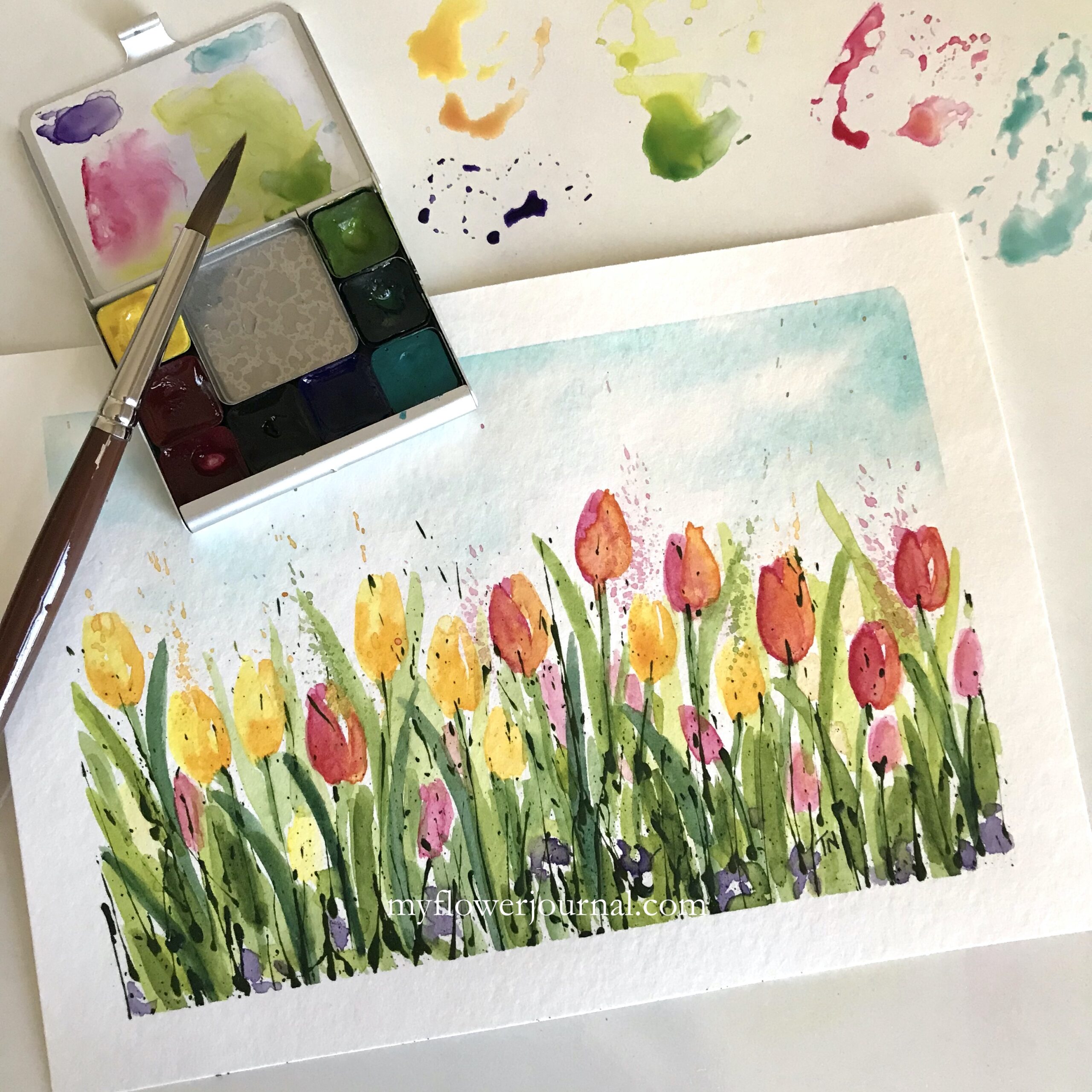 Easy Watercolor Tulip Tutorial - My Flower Journal