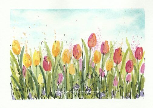 Look at this easy watercolor tulip tutorial from myflowerjournal.com